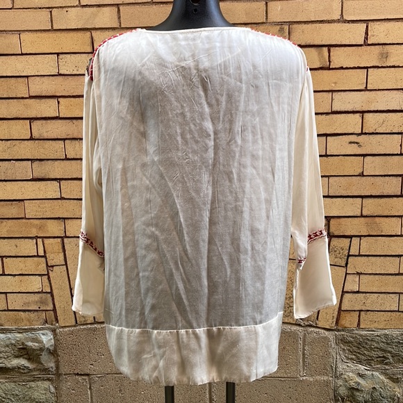 Zara Embroidered Beaded Bell Sleeve Blouse Size Small - Picture 7 of 8